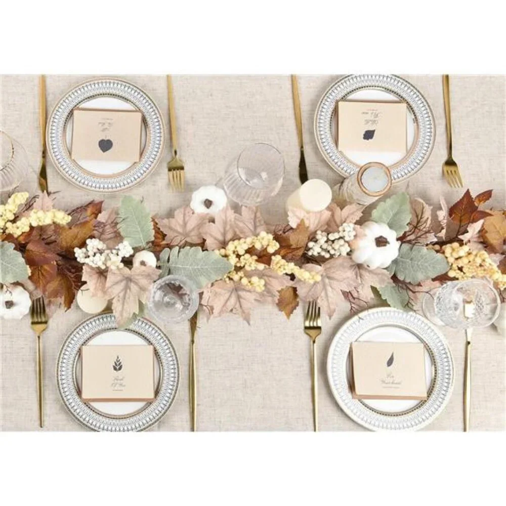 5.9Ft Hanging Vine Garland White with Pumpkins and Berries Thanksgiving Decor